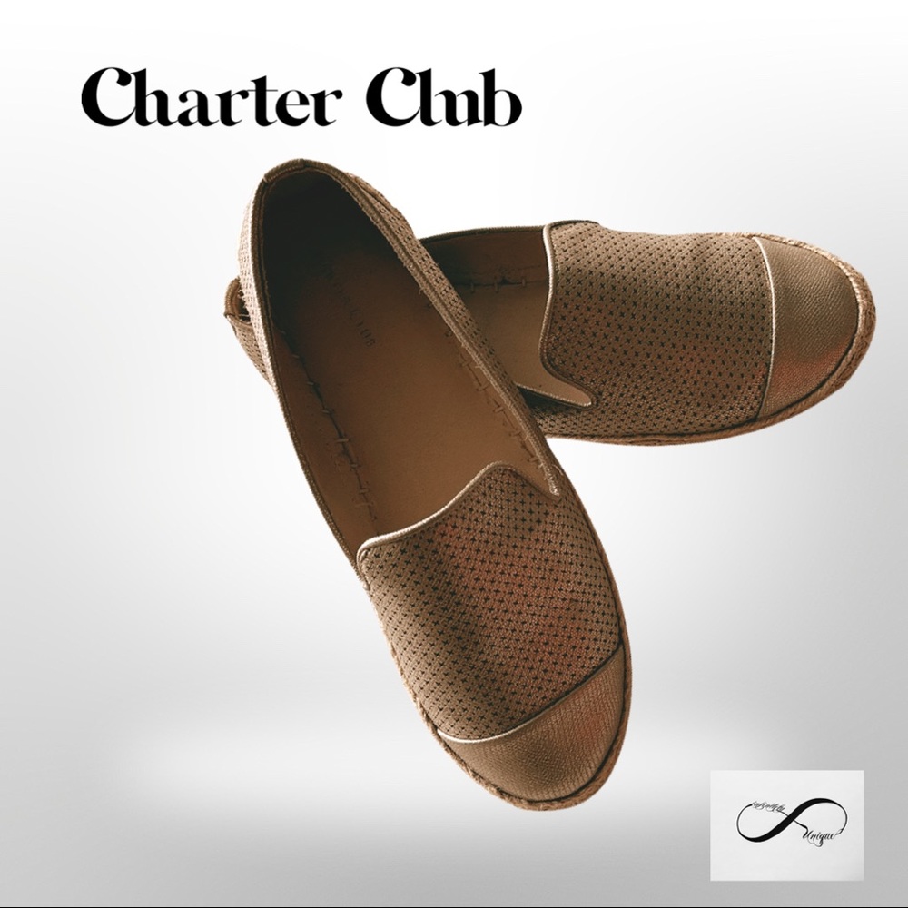 Charter Club Gold Leather/Suede Slip Ons-11M